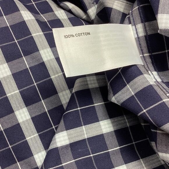 Duluth Trading Co Shirt Mens L Tall Blue Plaid Magnet Wrinkle Fighter Magnaready - Picture 9 of 9